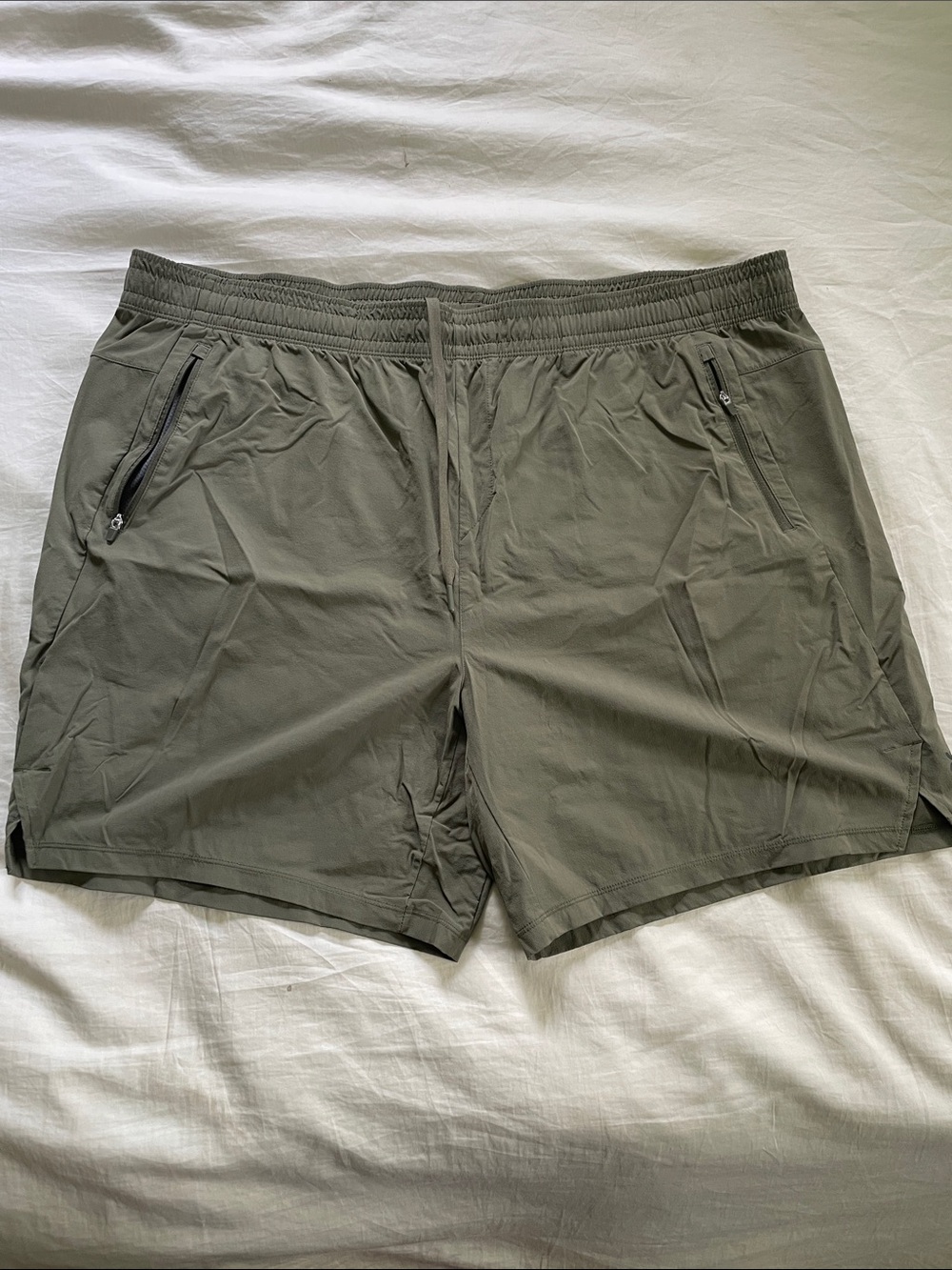 all in motion Men's Olive Green Performance Shorts with Zip Pockets